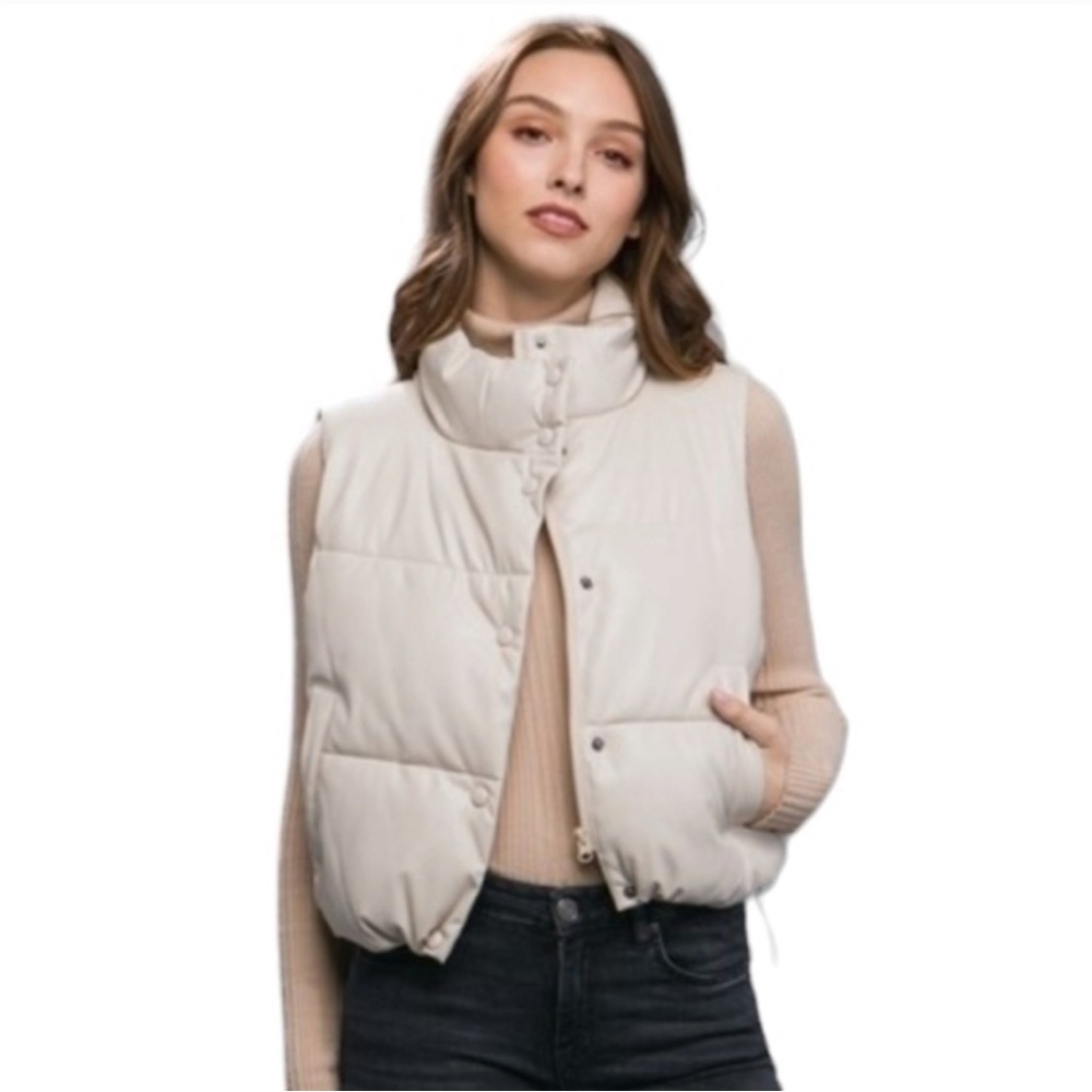 Ci Sono Women's Light Beige Puffer Vest NWT Sz L